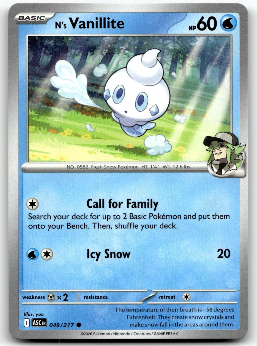 N's Vanillite 049/217 Common Ascended Heroes Pokemon Near Mint