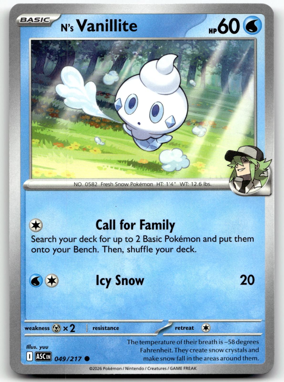 N's Vanillite 049/217 Common Ascended Heroes Pokemon Near Mint