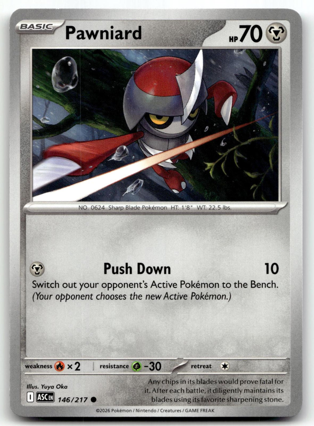 Pawniard 146/217 Common Ascended Heroes Pokemon Near Mint