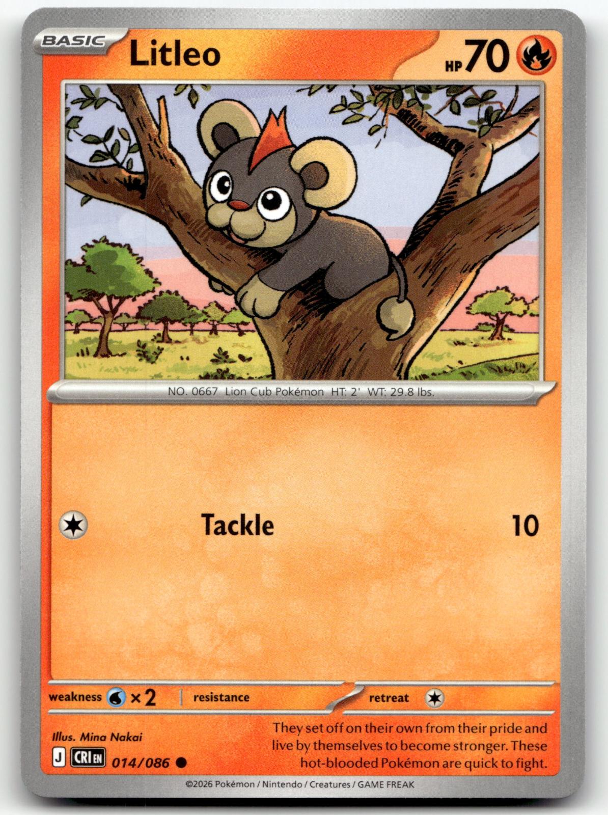 Litleo 014/086 Common Chaos Rising Pokemon Near Mint