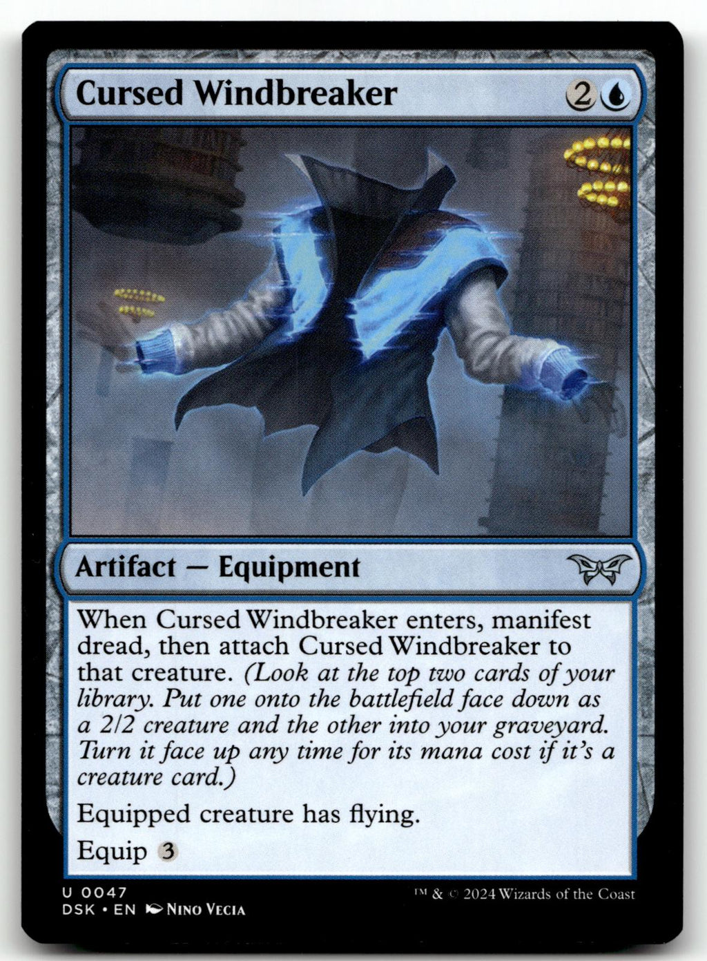 Cursed Windbreaker 47 Duskmourn: House of Horror Magic: The Gathering NM