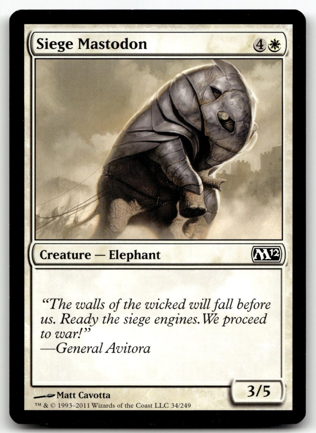 Siege Mastodon 34 Common Magic 2012 (M12) Magic: The Gathering Near Mint