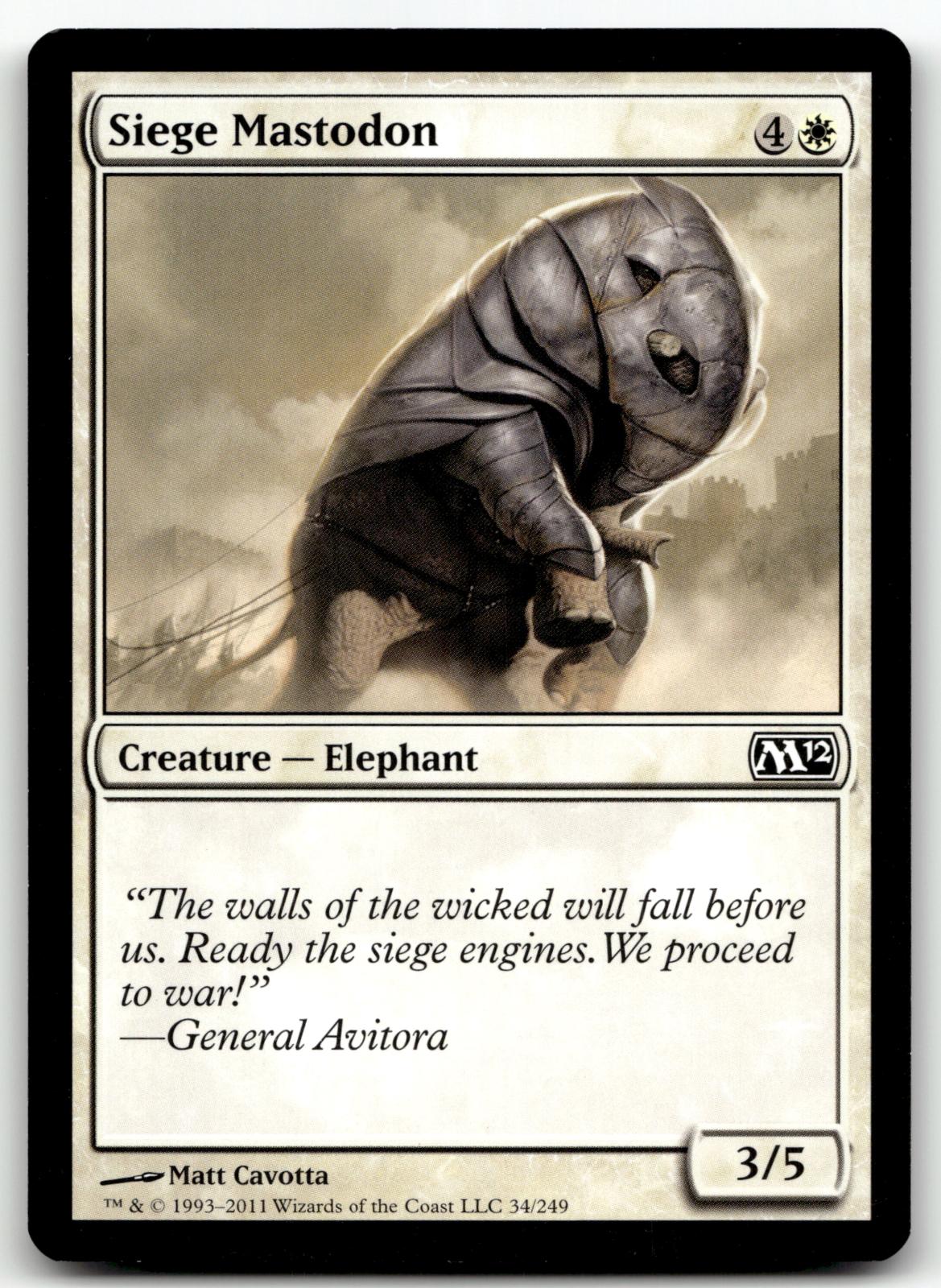 Siege Mastodon 34 Common Magic 2012 (M12) Magic: The Gathering Near Mint