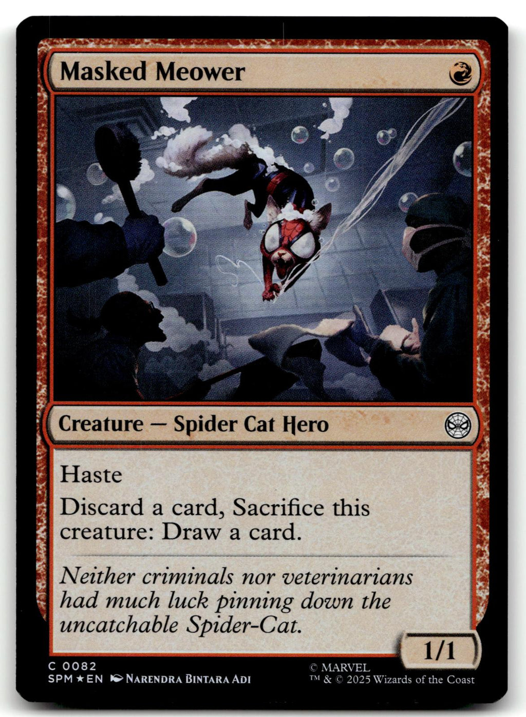 Masked Meower 82 Common Marvel's Spider-Man Magic: The Gathering Foil Near Mint