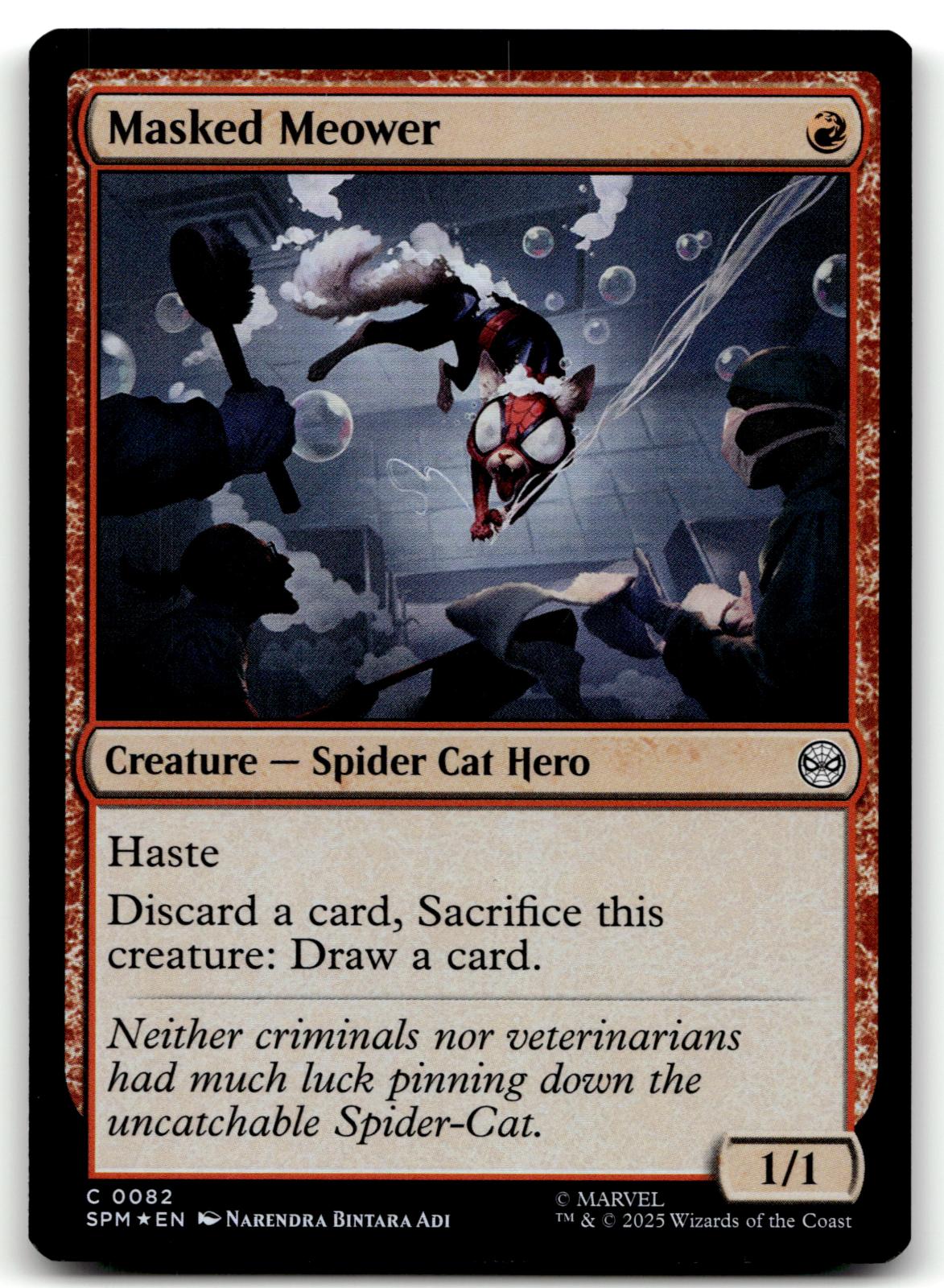 Masked Meower 82 Common Marvel's Spider-Man Magic: The Gathering Foil Near Mint