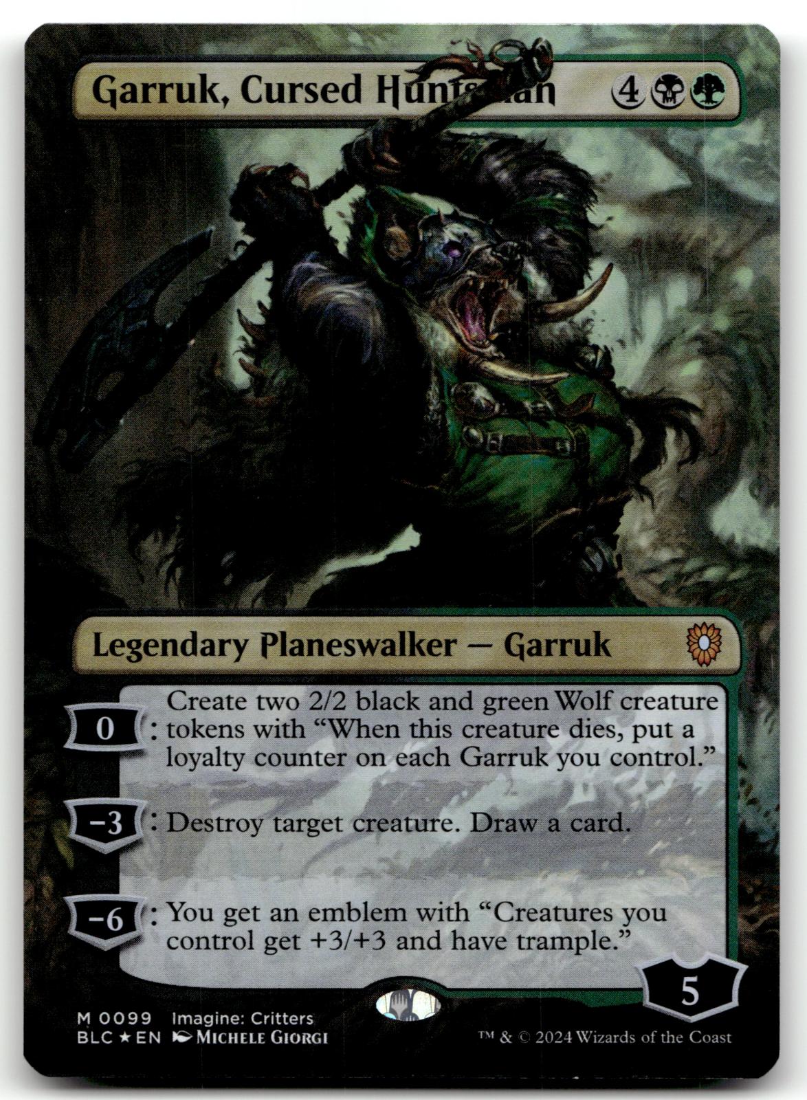 Garruk, Cursed Huntsman (Borderless) 99 Commander: Bloomburrow Magic: The Gathering Foil NM