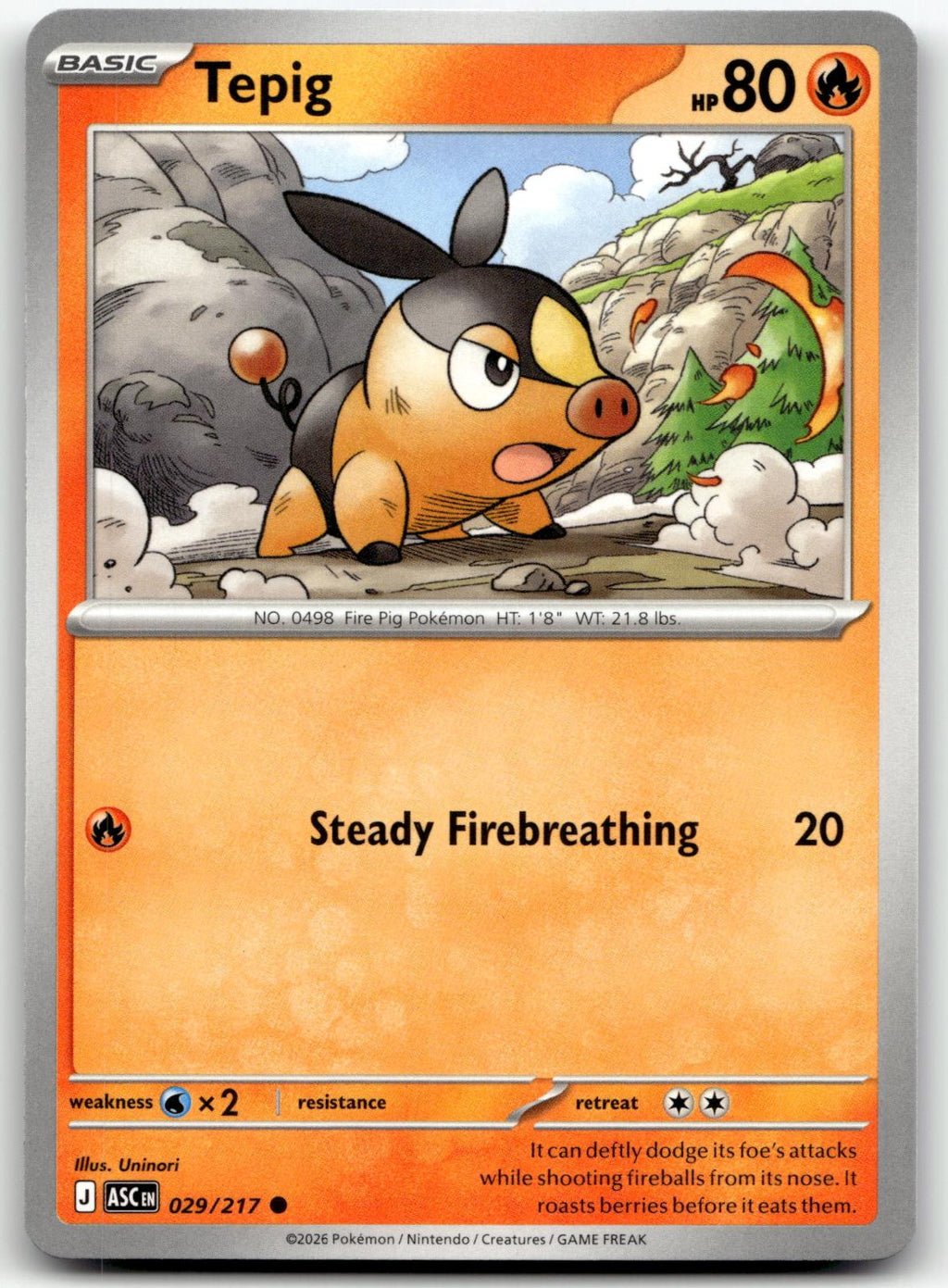 Tepig 029/217 Common Ascended Heroes Pokemon Near Mint