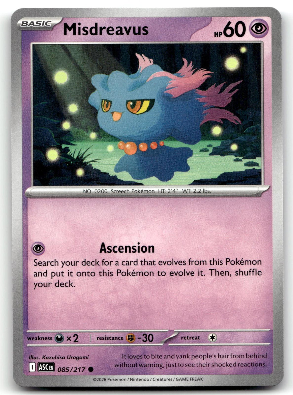 Misdreavus 085/217 Common Ascended Heroes Pokemon Near Mint