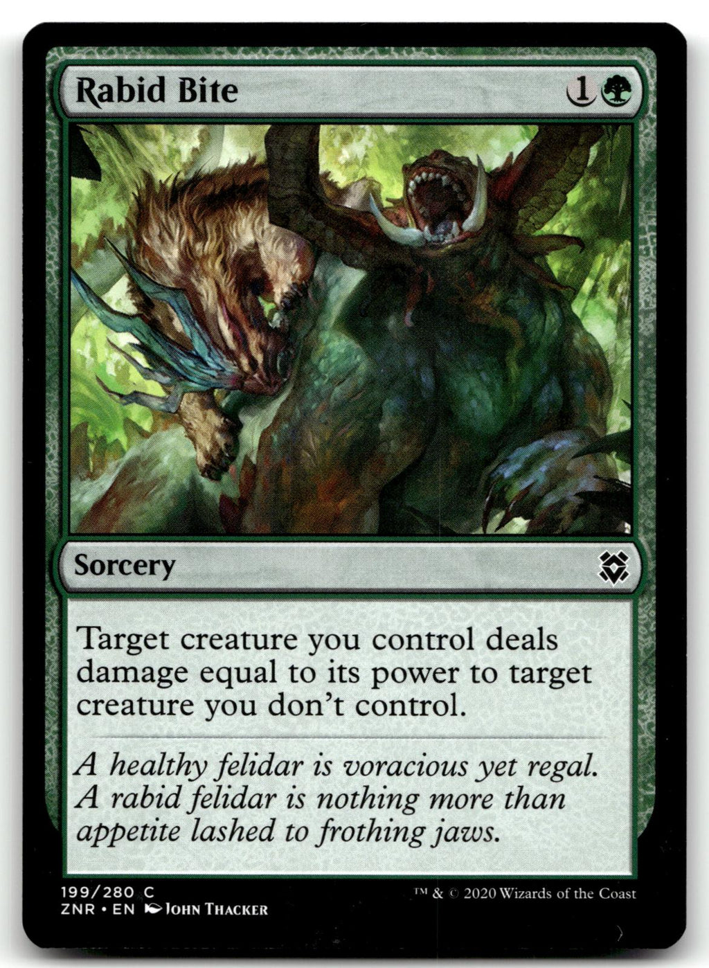 Rabid Bite 199 Common Zendikar Rising Magic: The Gathering Near Mint