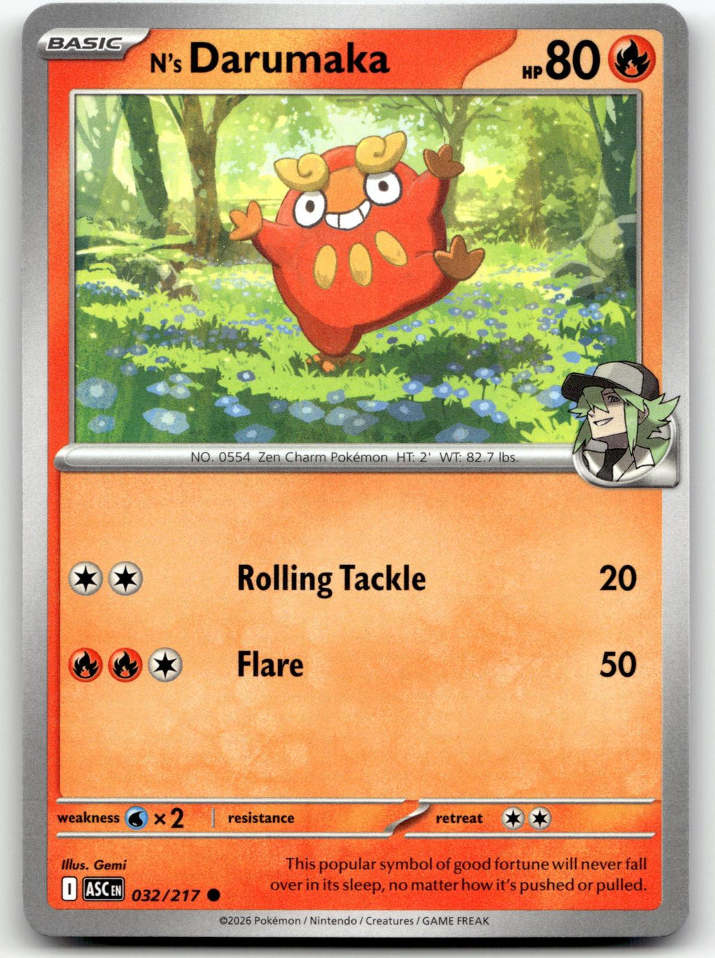 N's Darumaka 032/217 Common Ascended Heroes Pokemon Near Mint