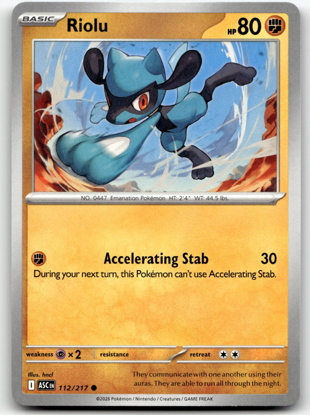 Riolu 112/217 Common Ascended Heroes Pokemon Near Mint