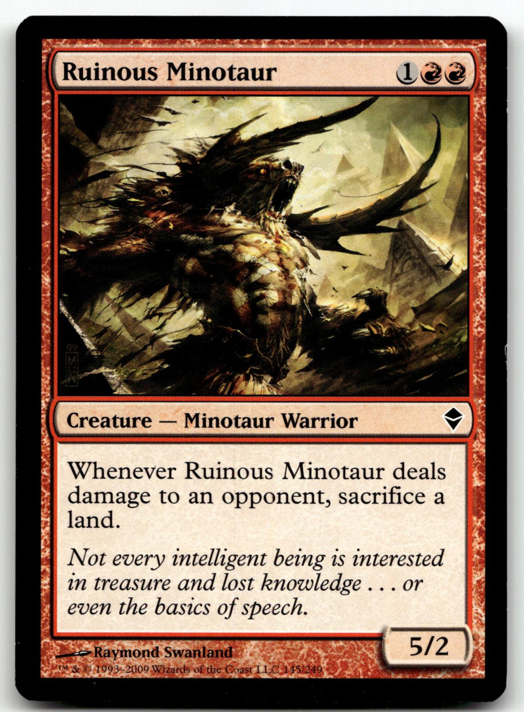 Ruinous Minotaur 145 Common Zendikar Magic: The Gathering Near Mint