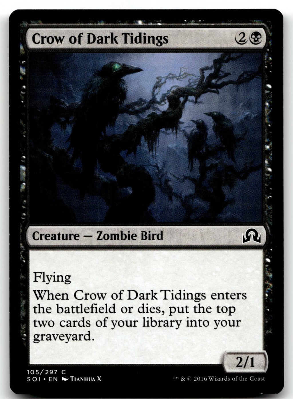 Crow of Dark Tidings 105 Common The List Reprints Magic: The Gathering Near Mint