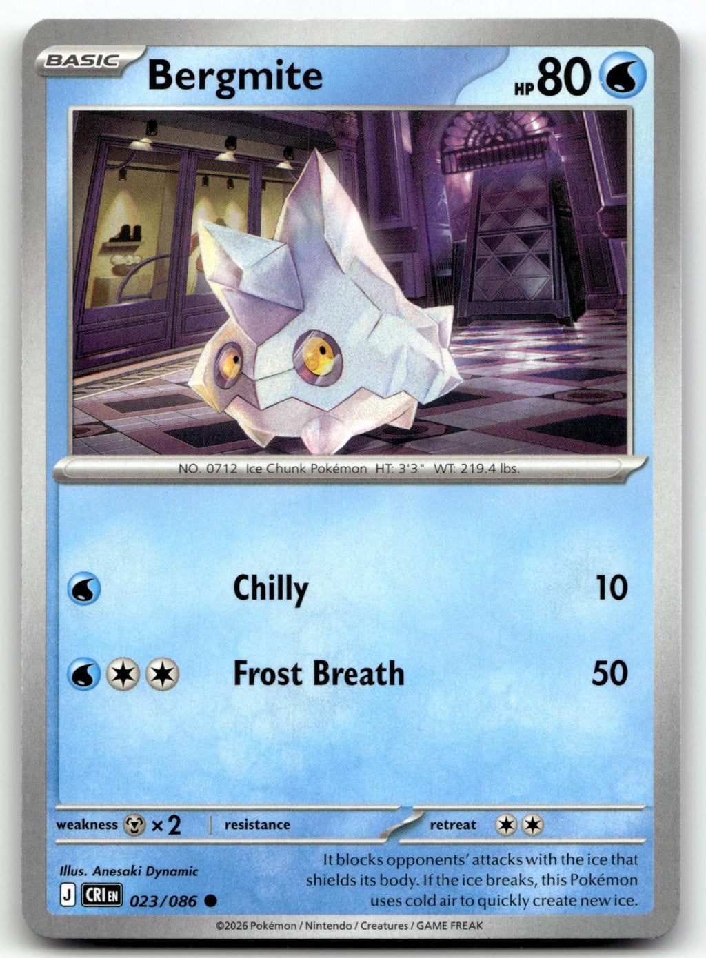 Bergmite 023/086 Common Chaos Rising Pokemon Near Mint