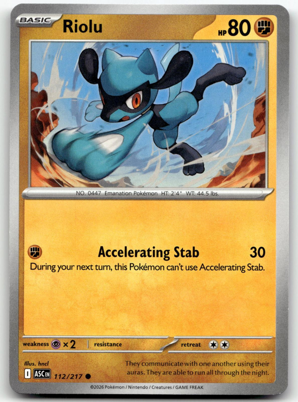 Riolu 112/217 Common Ascended Heroes Pokemon Near Mint