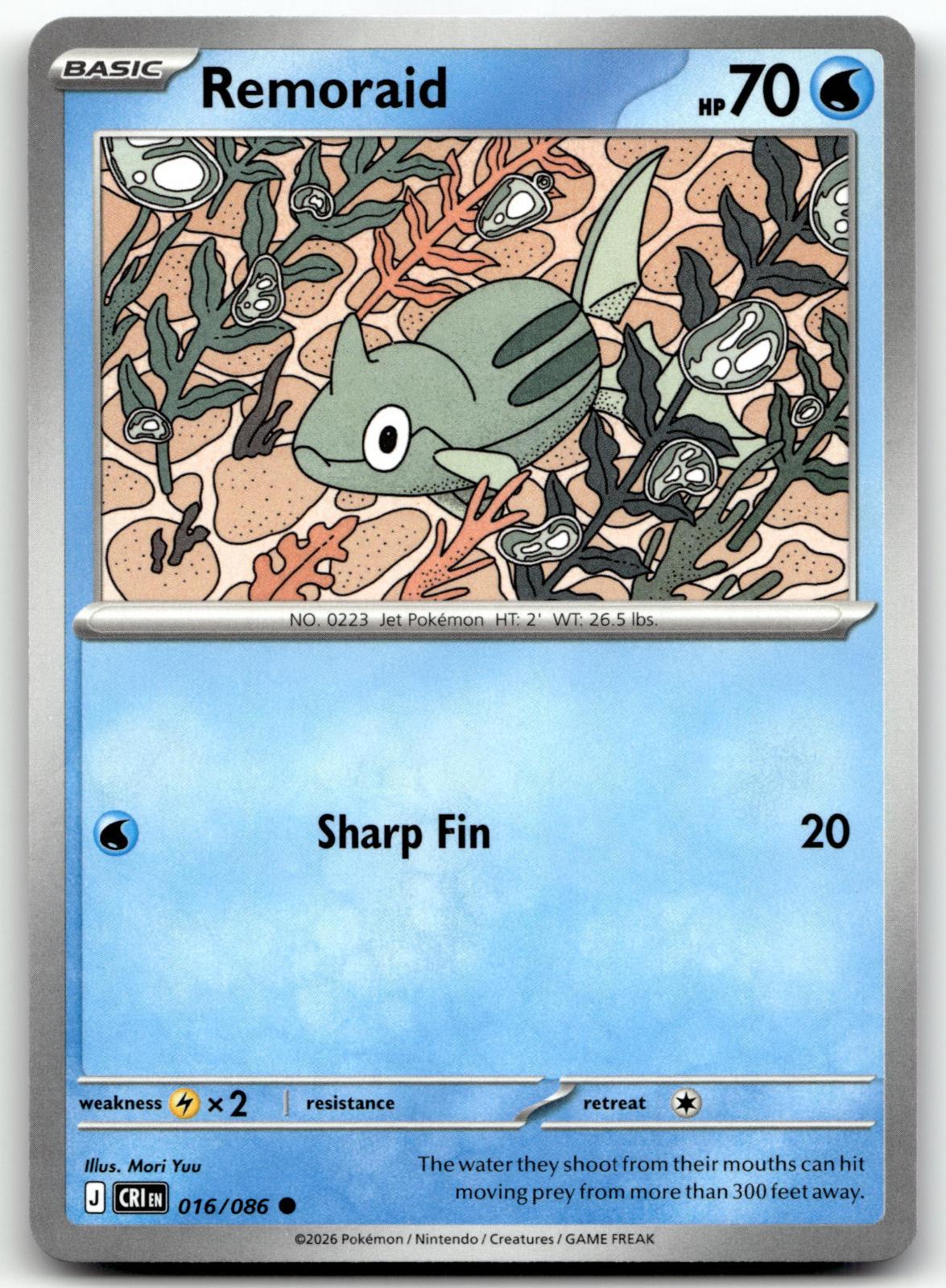 Remoraid 016/086 Common Chaos Rising Pokemon Near Mint