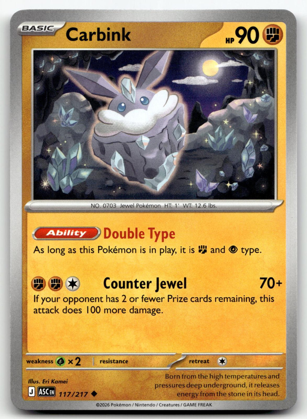 Carbink 117/217 Uncommon Ascended Heroes Pokemon Near Mint