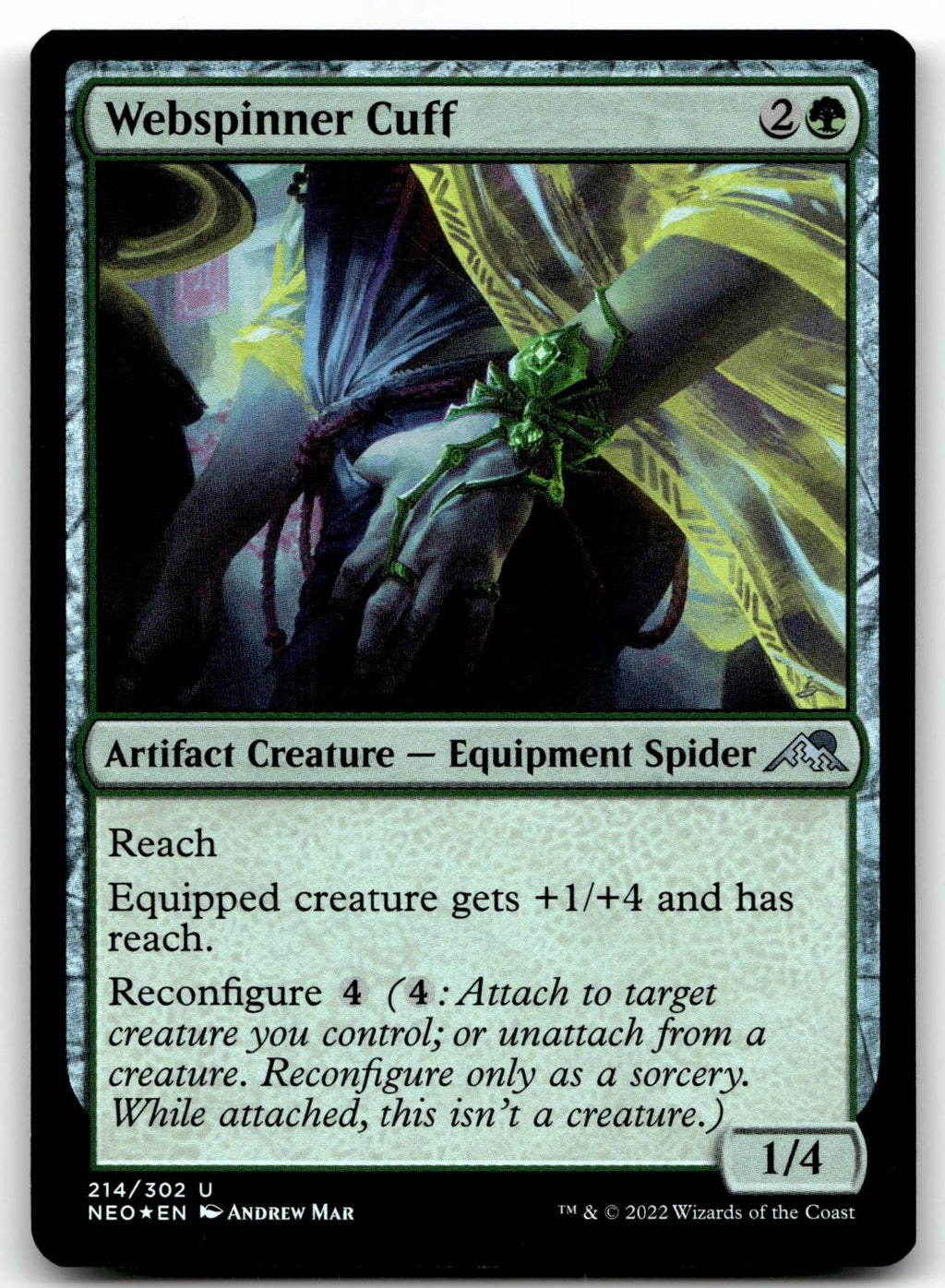 Webspinner Cuff 214 Uncommon Kamigawa: Neon Dynasty Magic: The Gathering Foil NM