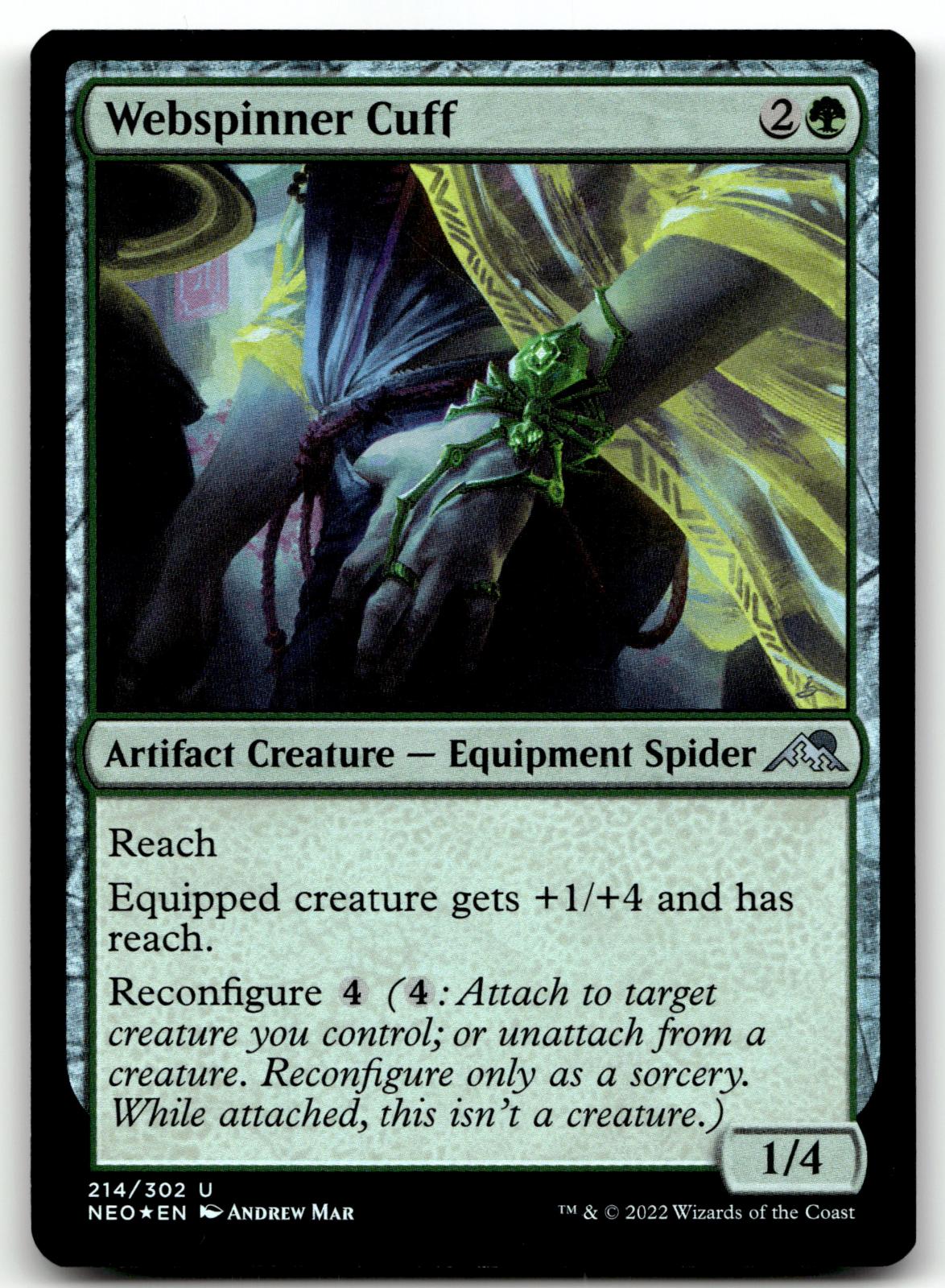 Webspinner Cuff 214 Uncommon Kamigawa: Neon Dynasty Magic: The Gathering Foil NM