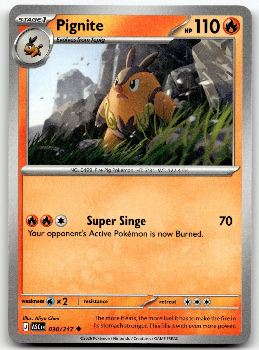 Pignite 030/217 Uncommon Ascended Heroes Pokemon Near Mint