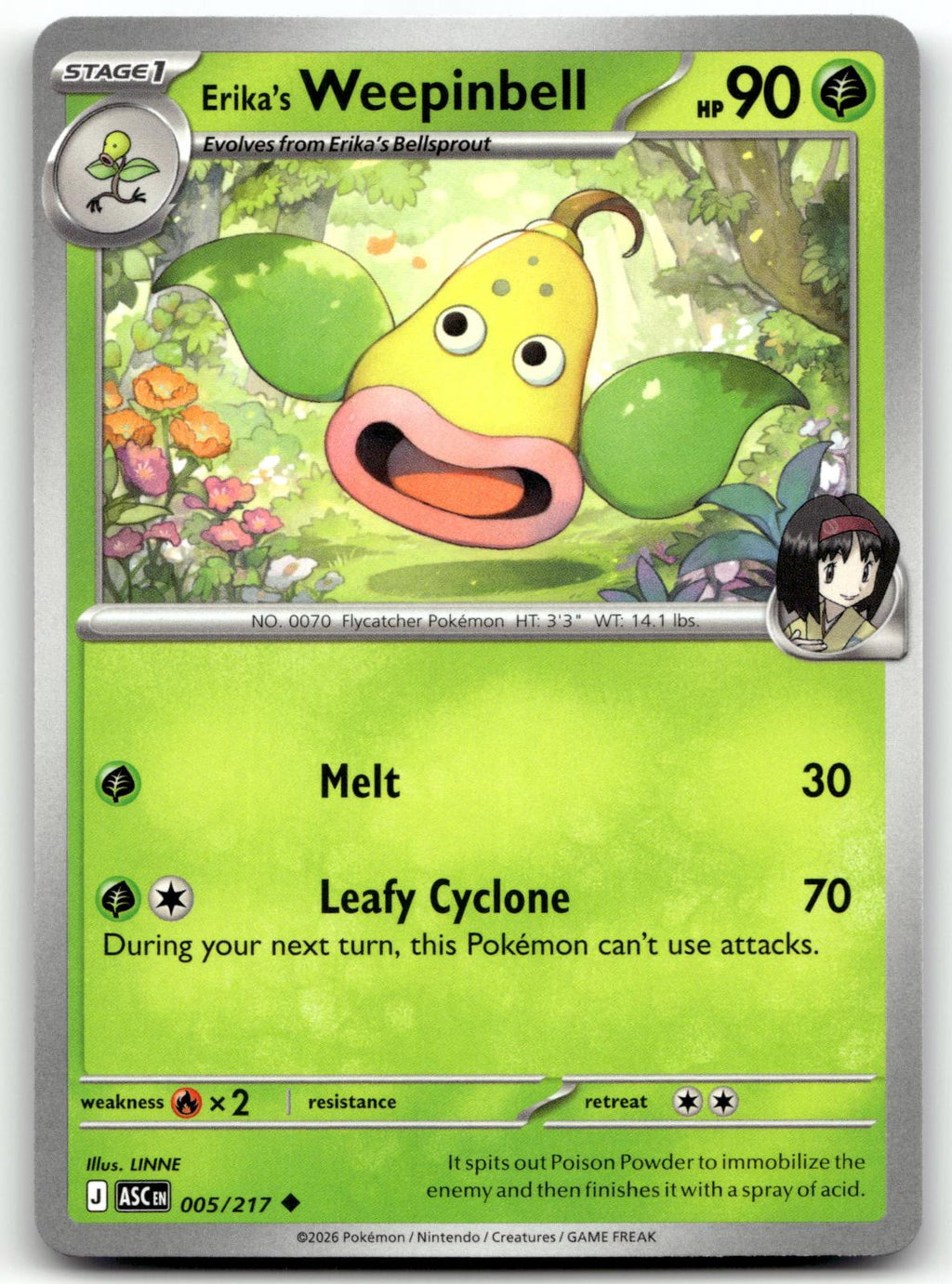 Erika's Weepinbell 005/217 Uncommon Ascended Heroes Pokemon Near Mint