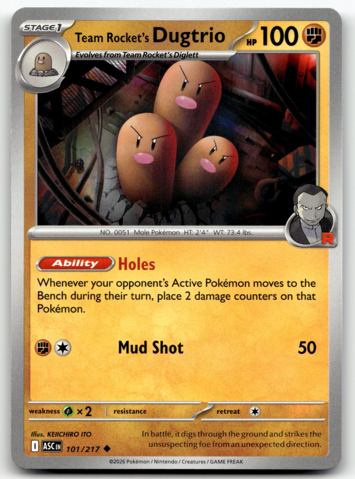 Team Rocket's Dugtrio 101/217 Uncommon Ascended Heroes Pokemon Near Mint
