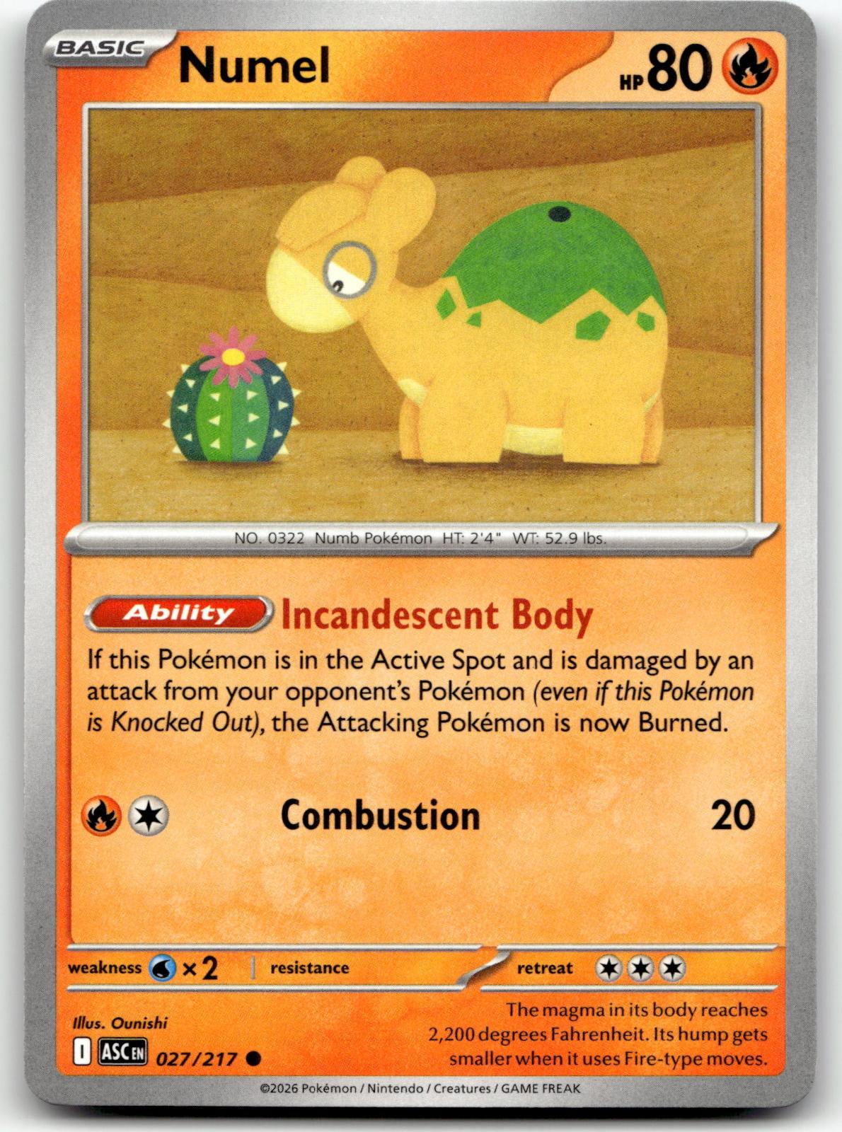 Numel 027/217 Common Ascended Heroes Pokemon Near Mint