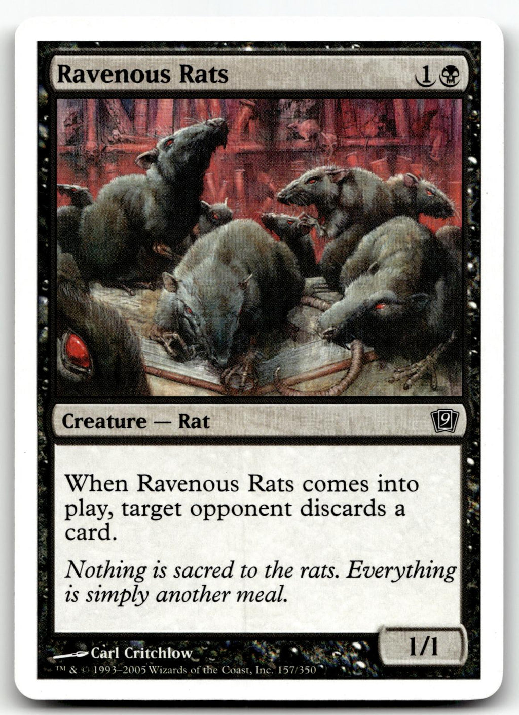 Ravenous Rats 157 Common 9th Edition Magic: The Gathering Near Mint