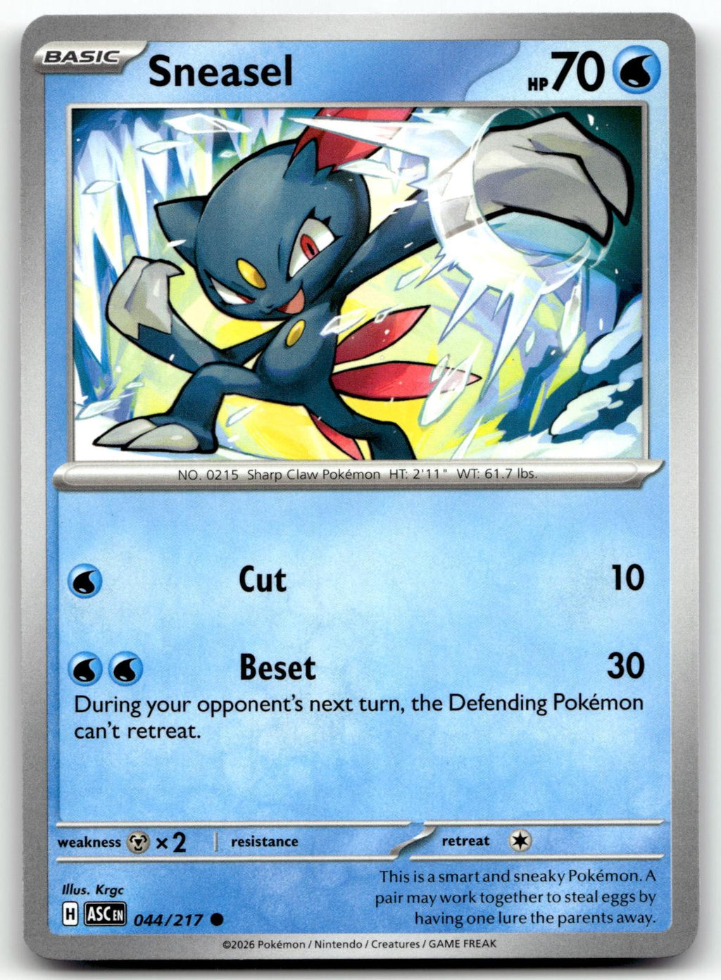 Sneasel 044/217 Common Ascended Heroes Pokemon Near Mint