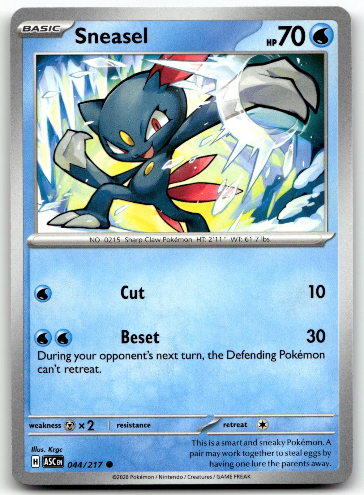 Sneasel 044/217 Common Ascended Heroes Pokemon Near Mint