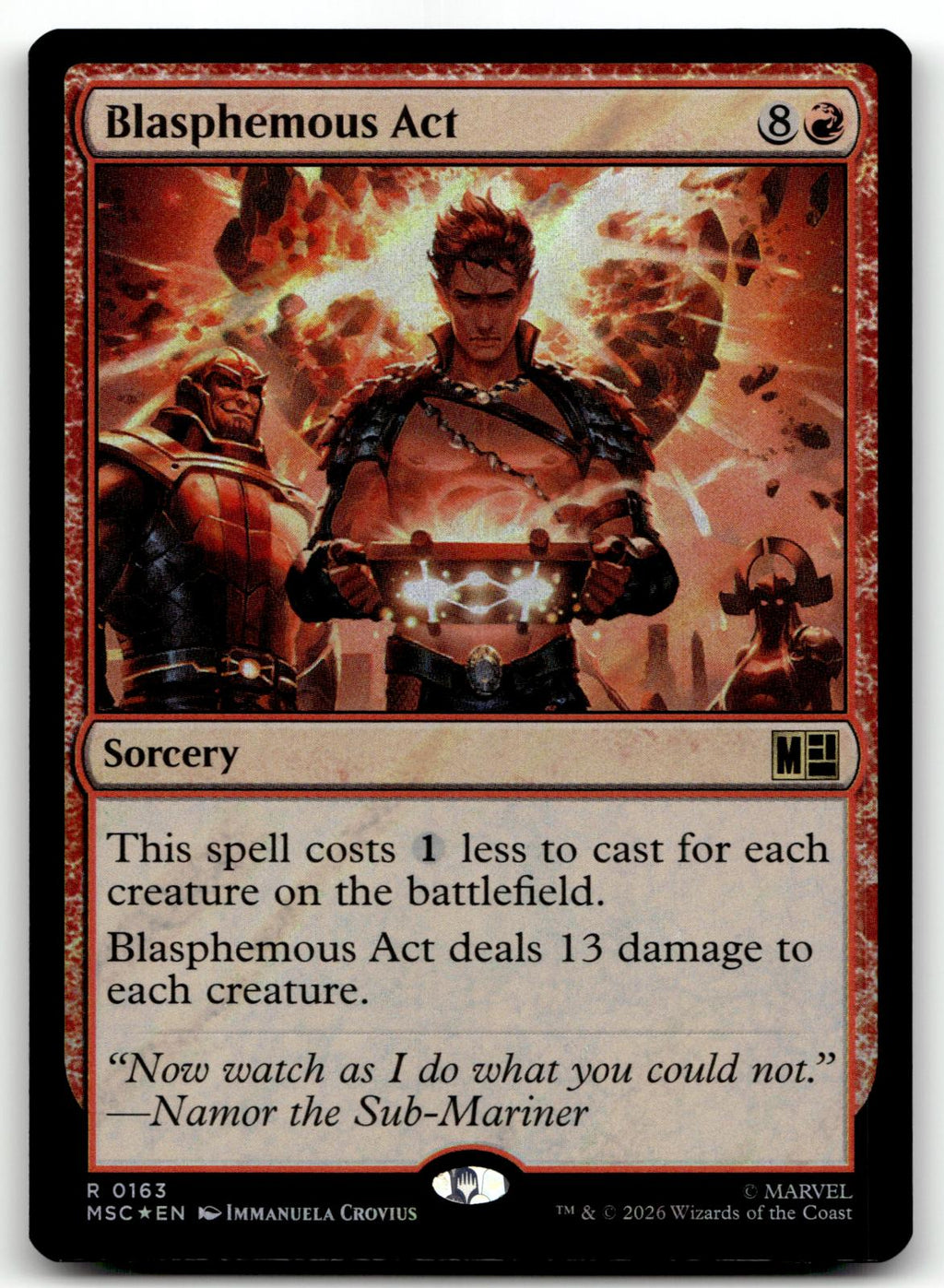 Blasphemous Act 163 Rare Commander: Marvel Super Heroes Magic: The Gathering NM