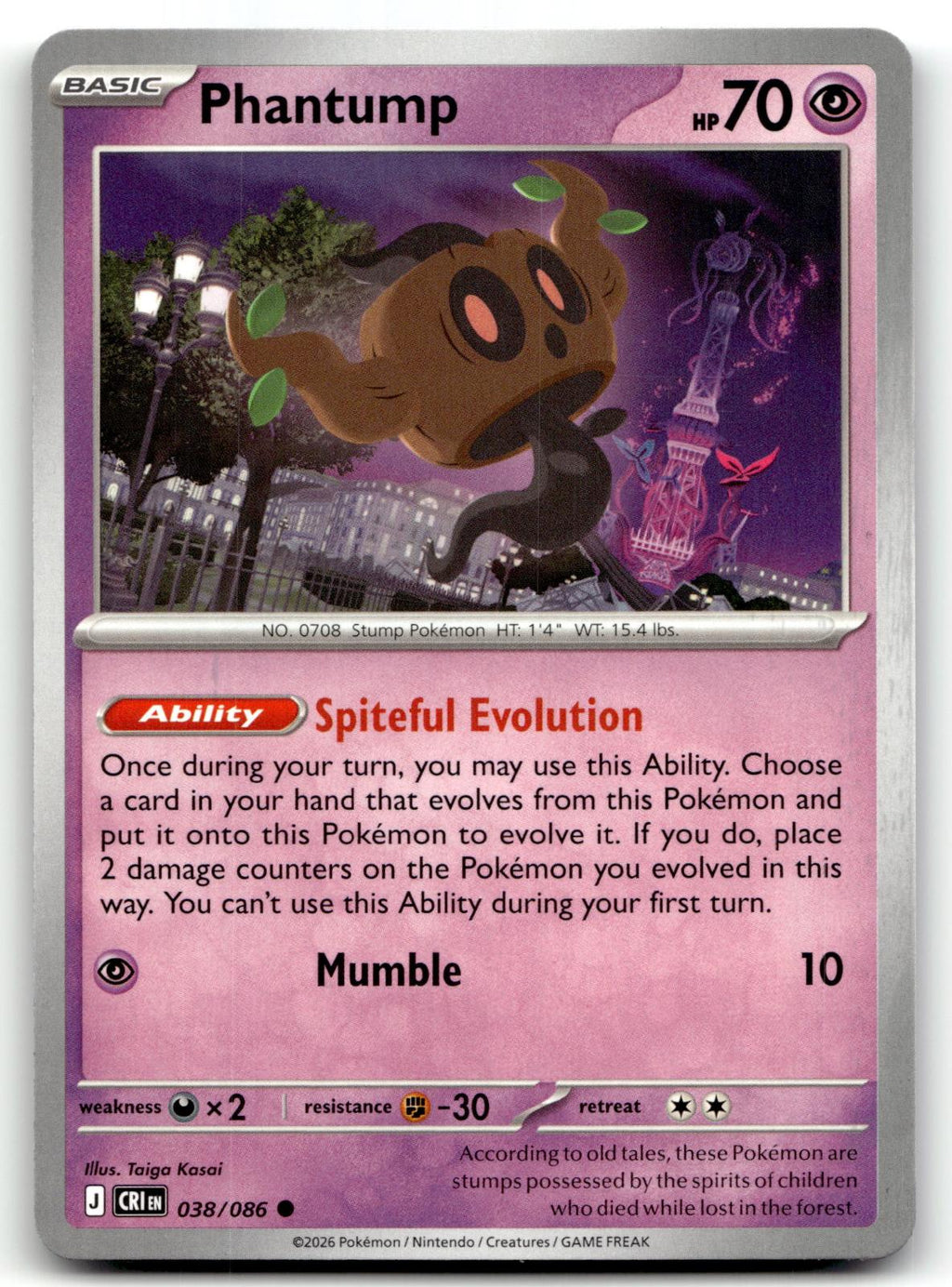 Phantump 038/086 Common Chaos Rising Pokemon Near Mint