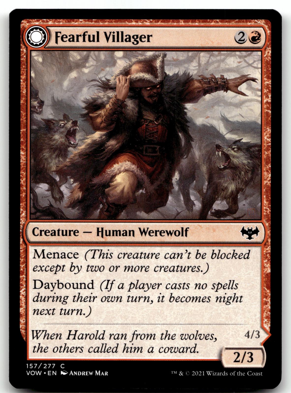 Fearful Villager // Fearsome Werewolf 157 Innistrad: Crimson Vow Magic: The Gathering NM