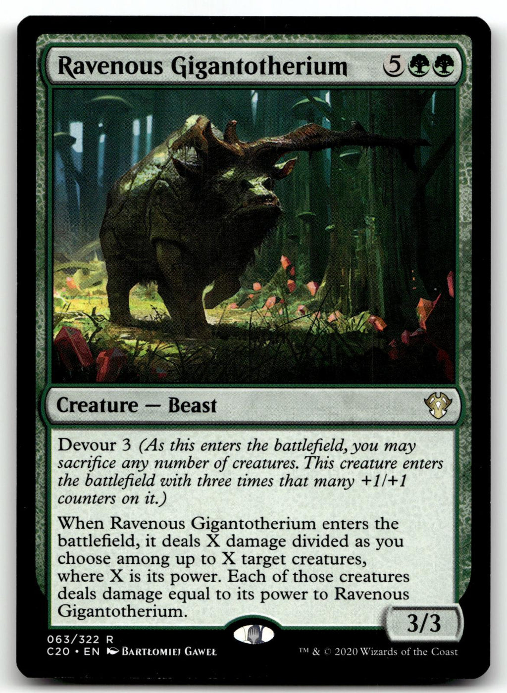 Ravenous Gigantotherium 63 Rare Commander 2020 Magic: The Gathering Near Mint
