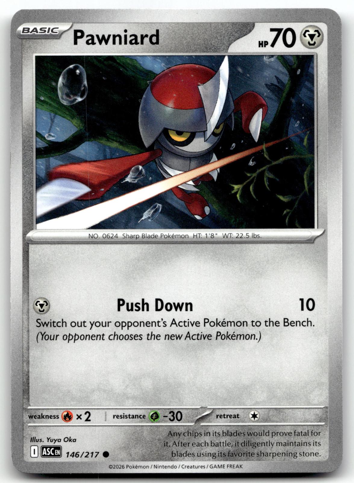 Pawniard 146/217 Common Ascended Heroes Pokemon Near Mint