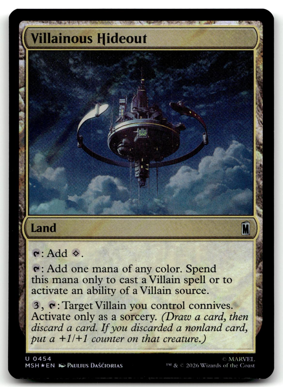 Villainous Hideout (Surge Foil 454 Holo Marvel Super Heroes Magic The Gathering 