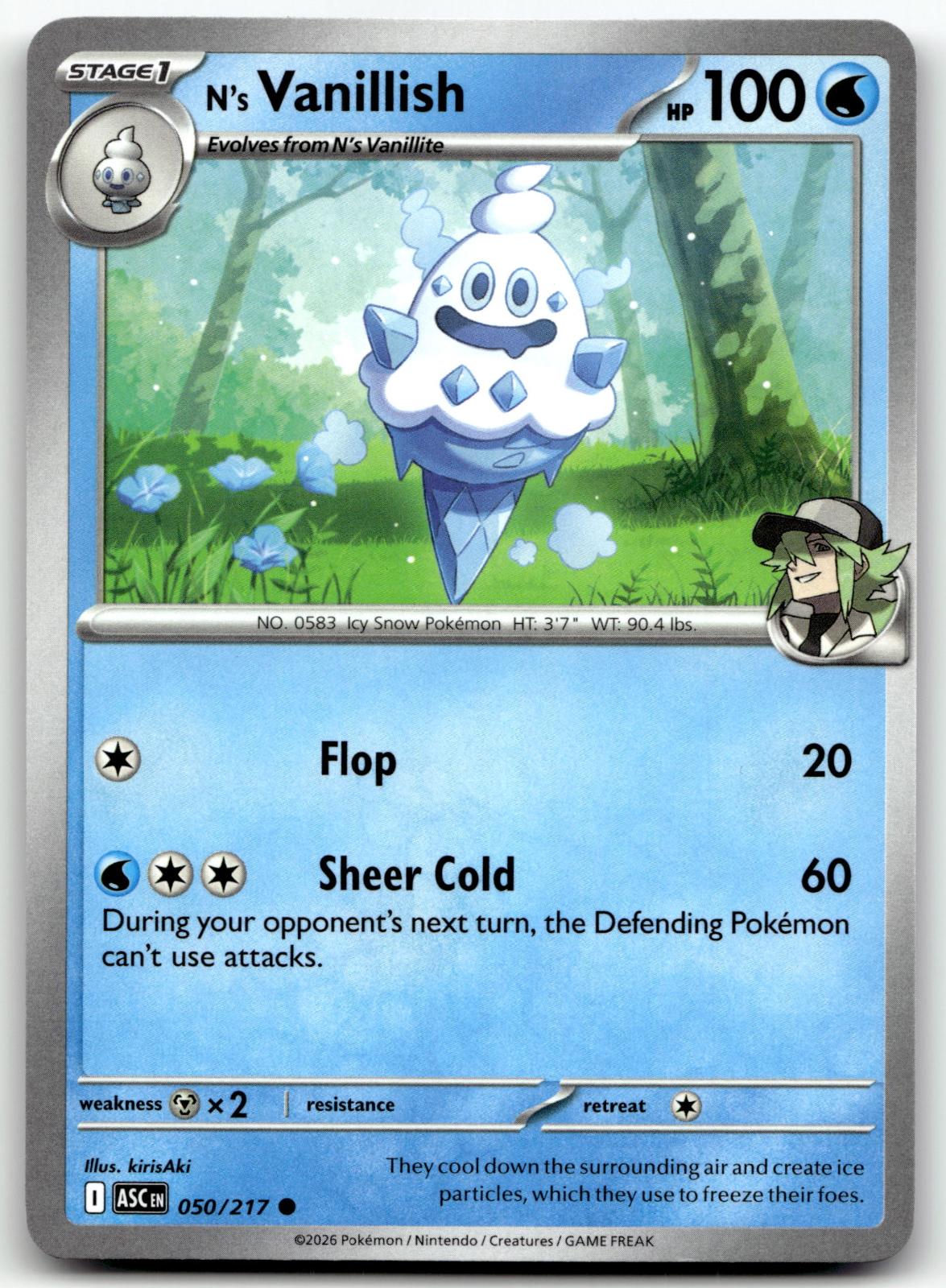 N's Vanillish 050/217 Common Ascended Heroes Pokemon Near Mint