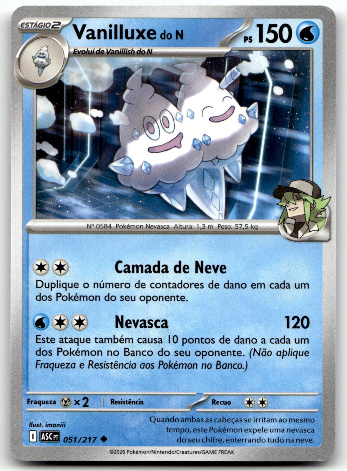 N's Vanilluxe 051/217 Uncommon Ascended Heroes Pokemon Near Mint