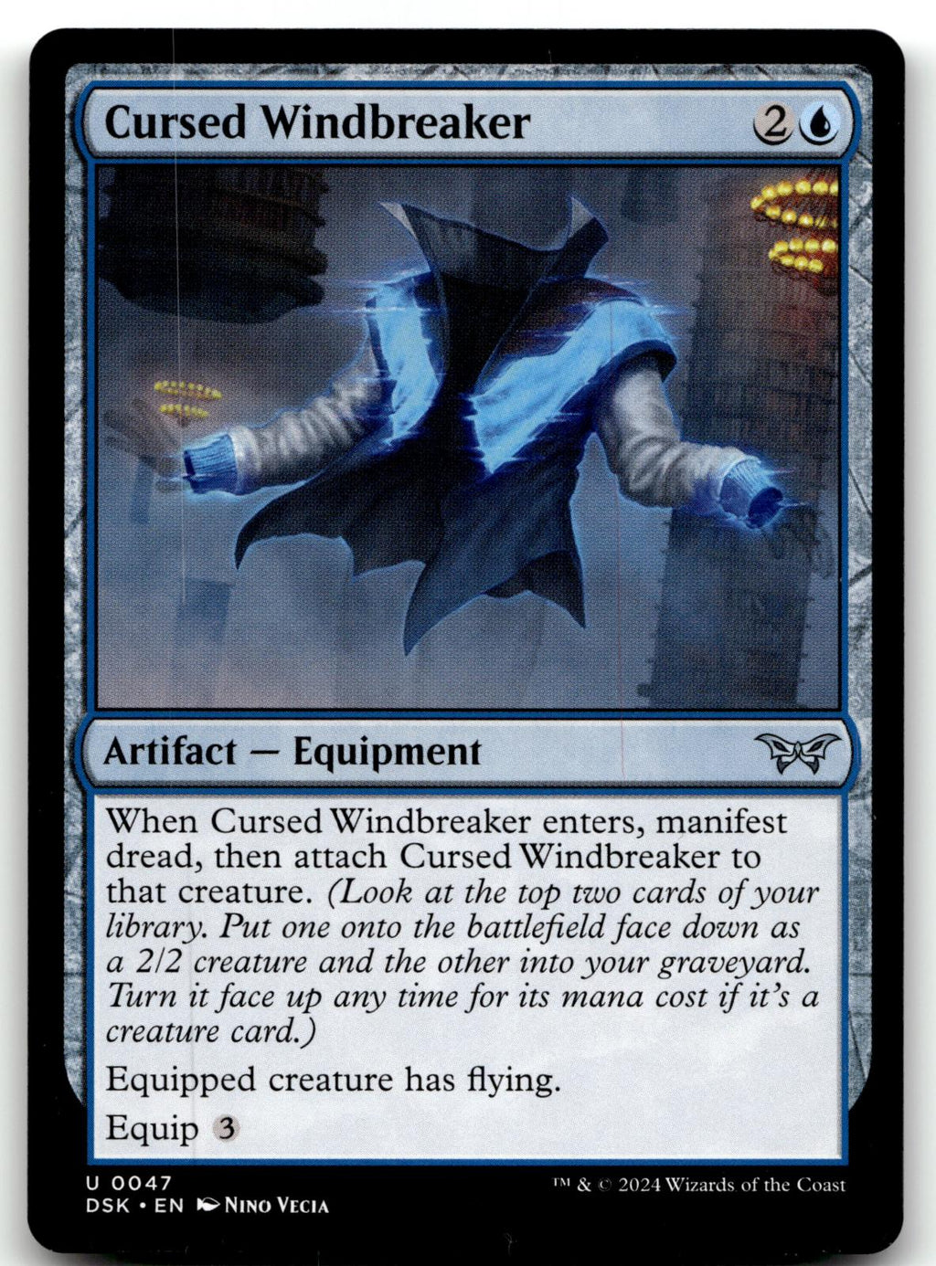 Cursed Windbreaker 47 Duskmourn: House of Horror Magic: The Gathering NM