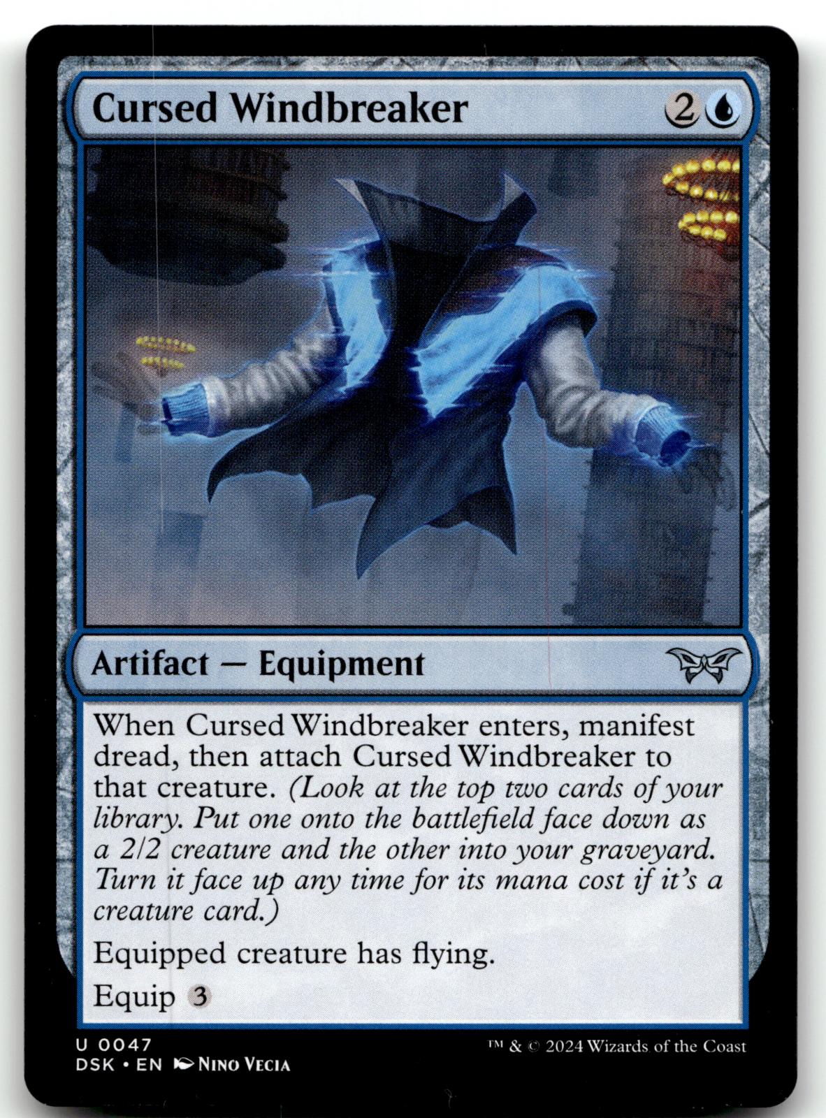Cursed Windbreaker 47 Duskmourn: House of Horror Magic: The Gathering NM