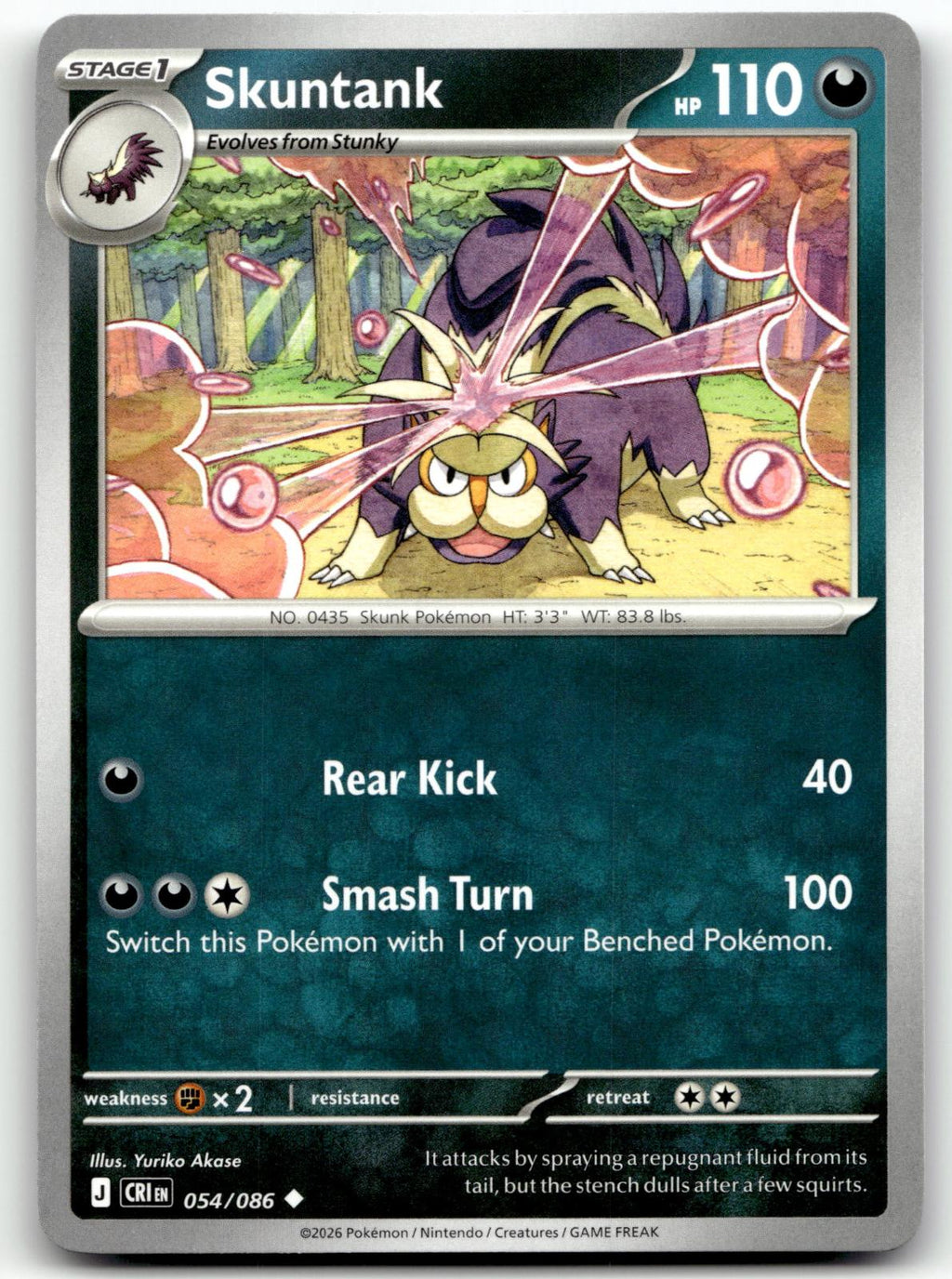 Skuntank 054/086 Uncommon Chaos Rising Pokemon Near Mint