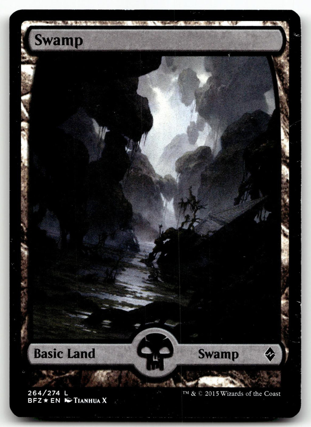 Swamp (264) - Full Art 264 Land Battle for Zendikar Magic: The Gathering Foil NM