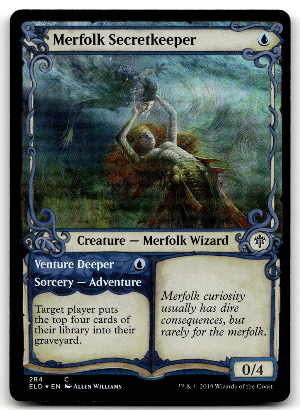 Merfolk Secretkeeper (Showcase) 284 Throne of Eldraine Magic: The Gathering Foil NM
