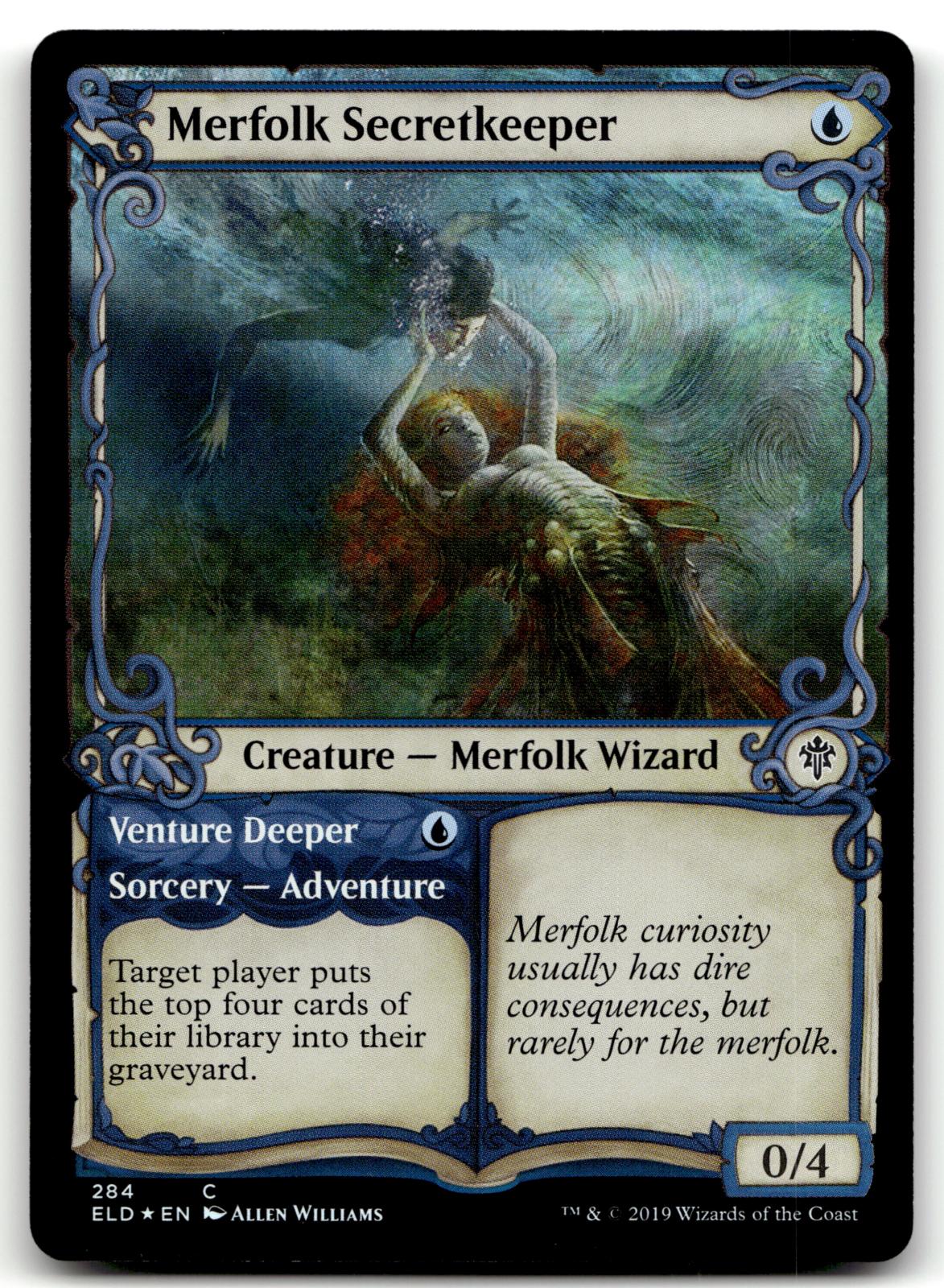 Merfolk Secretkeeper (Showcase) 284 Throne of Eldraine Magic: The Gathering Foil NM