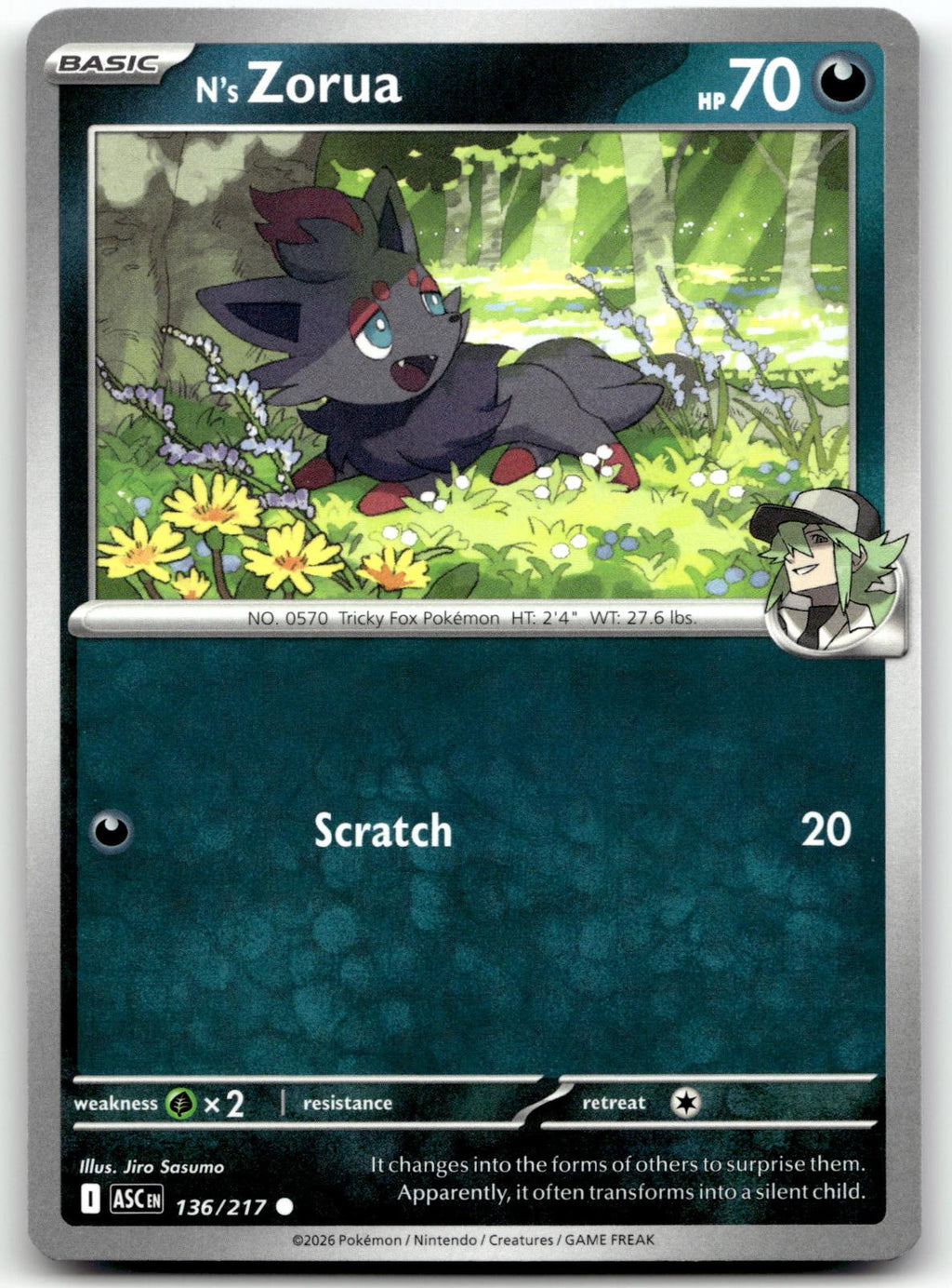 N's Zorua 136/217 Common Ascended Heroes Pokemon Near Mint