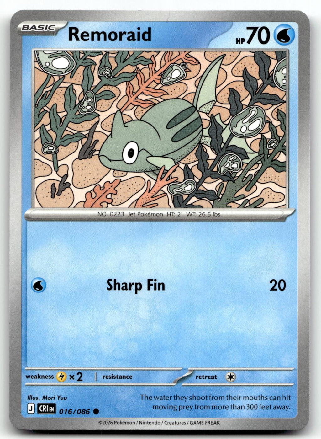 Remoraid 016/086 Common Chaos Rising Pokemon Near Mint