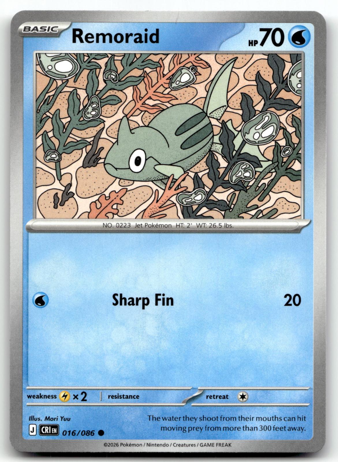 Remoraid 016/086 Common Chaos Rising Pokemon Near Mint