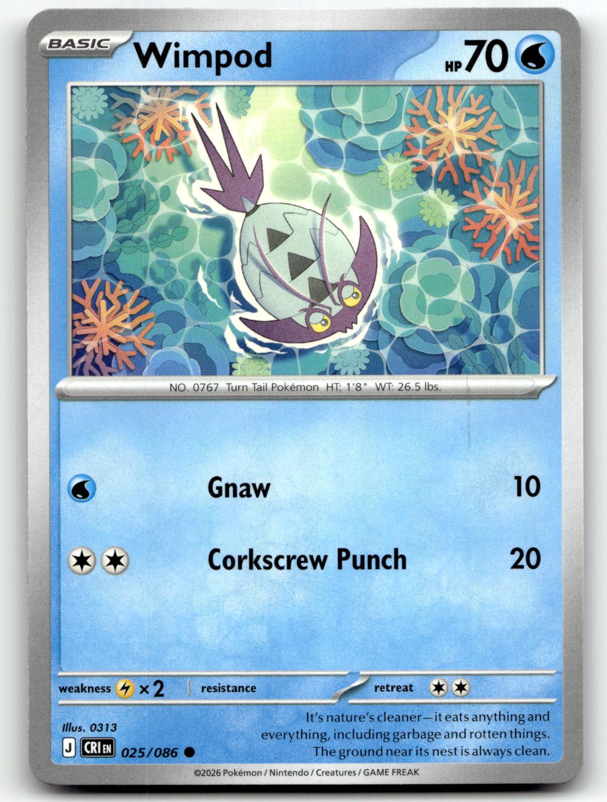 Wimpod 025/086 Common Chaos Rising Pokemon Near Mint