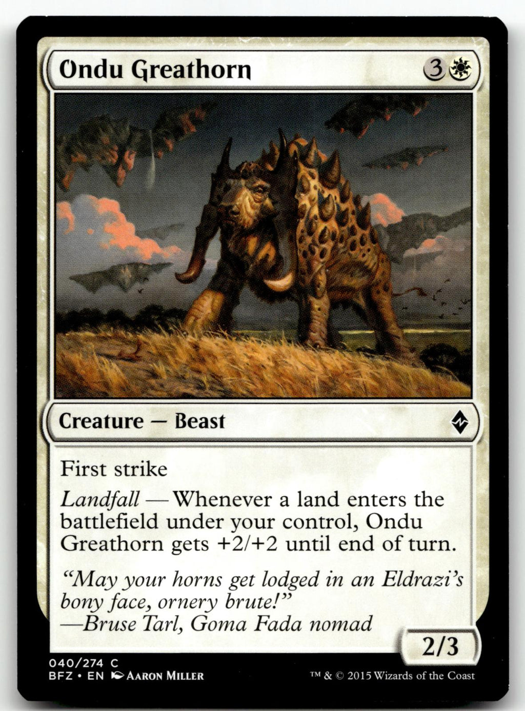 Ondu Greathorn 40 Common Battle for Zendikar Magic: The Gathering Near Mint