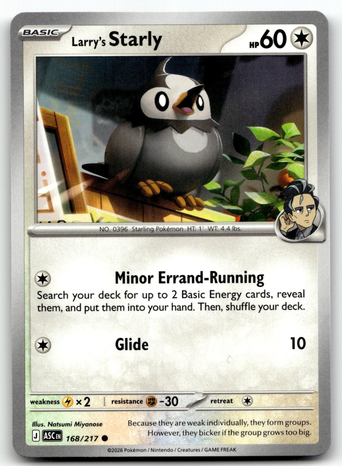 Larry's Starly 168/217 Common Ascended Heroes Pokemon Near Mint